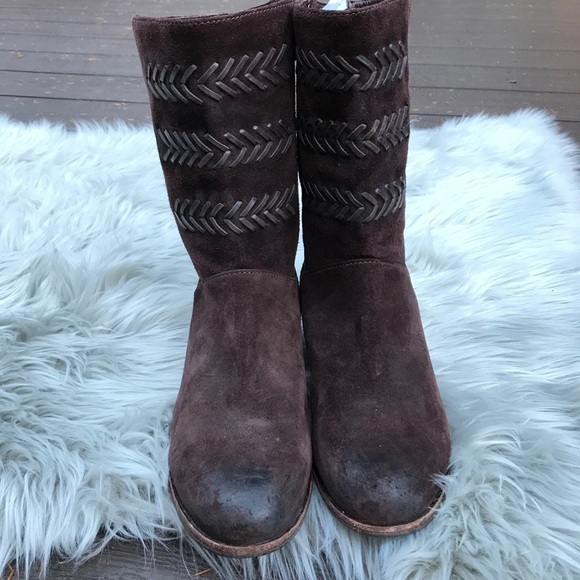 UGG Brown Suede Side Zip Ankle Boots - Picture 3 of 16